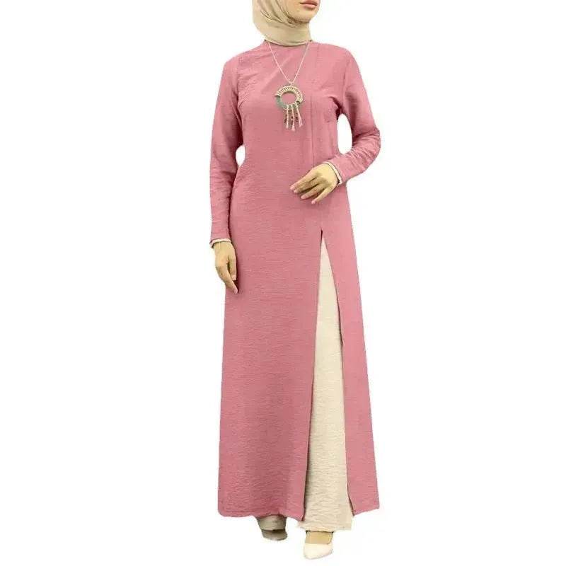 ArabWomen Plain Split Long sleeve Abaya Dress - Velora