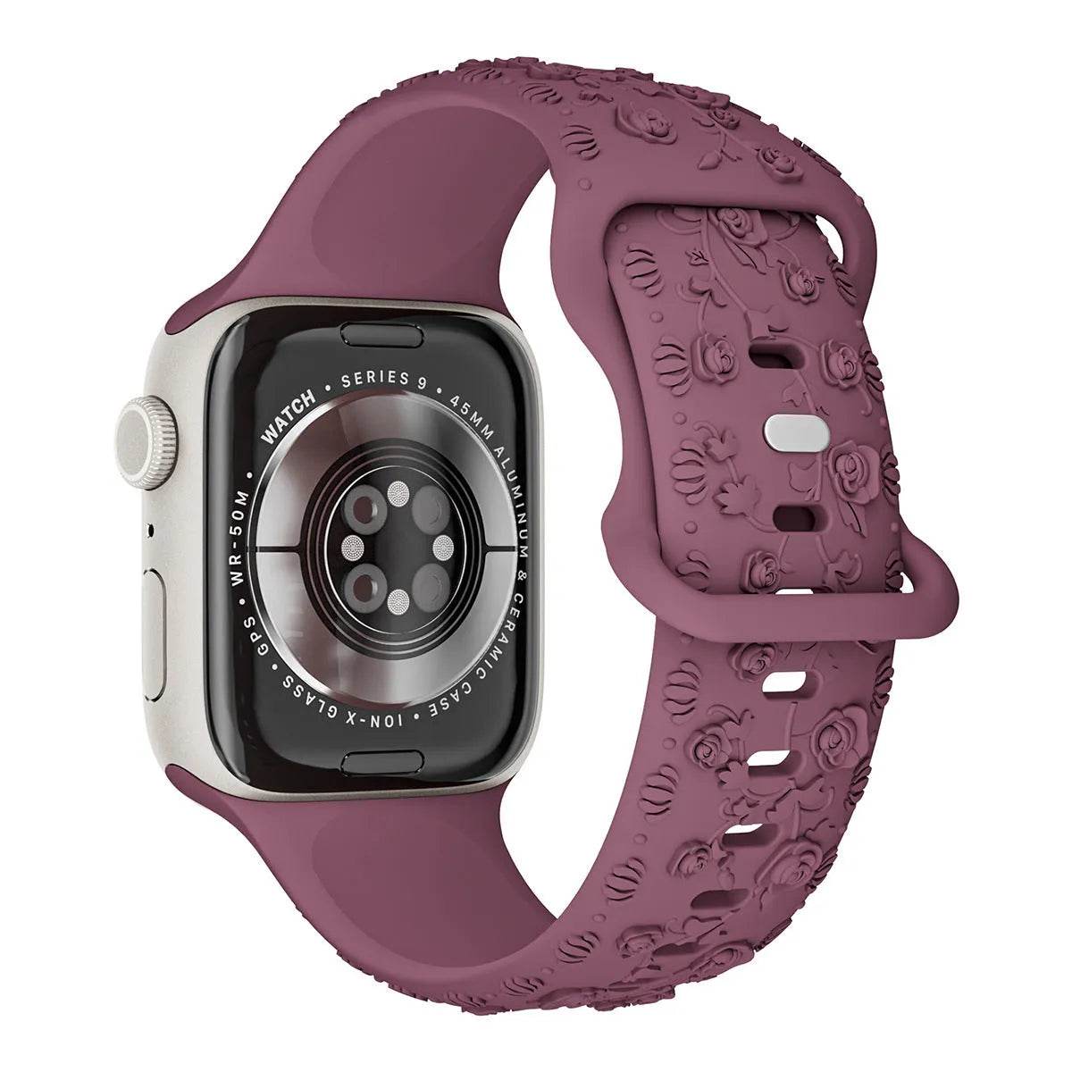 Embossed Rose Silicone Watch Strap - Velora