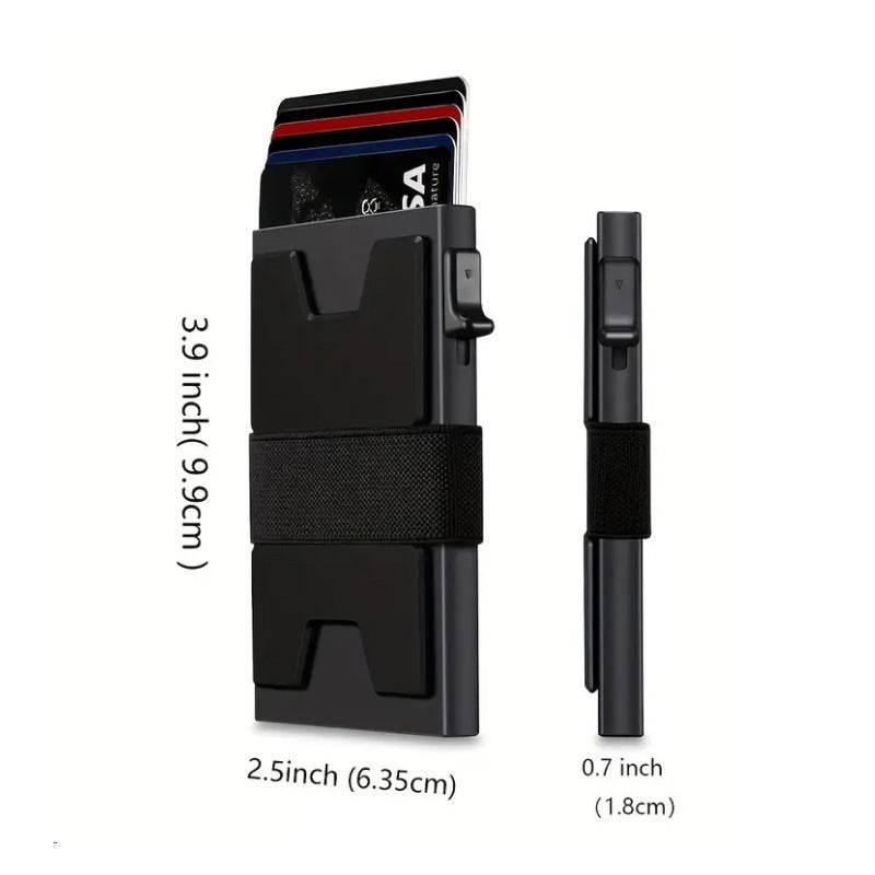 Men's Metal RFID Anti-magnetic Aluminum Alloy Elastic Band Wallet Card Holder - Velora