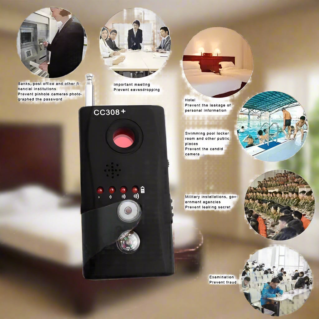 CC308 Hidden Camera Detector, RF WiFi GSM Lens Finder with Built In Flashlight - Velora