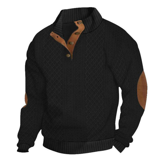 Stand Collar Long Sleeve Jacquard Knitted Pullover Sweater - Velora