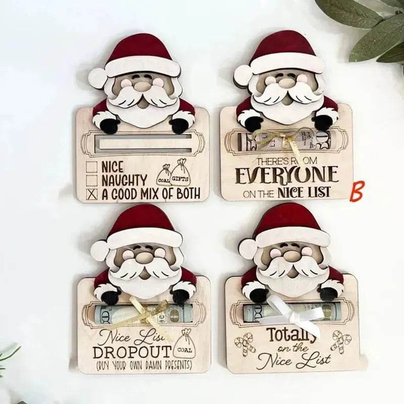 Wooden Cute Santa Claus Cash And Gifts Card Clamp Creative Christmas Decoration Ornaments - Velora