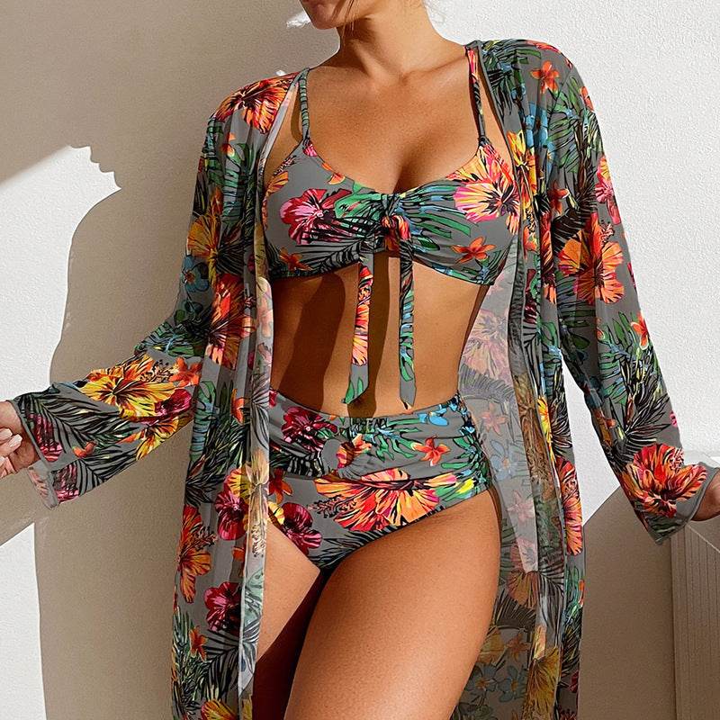 Women's Long Blouse Split Bikini Plus Size Suit - Velora