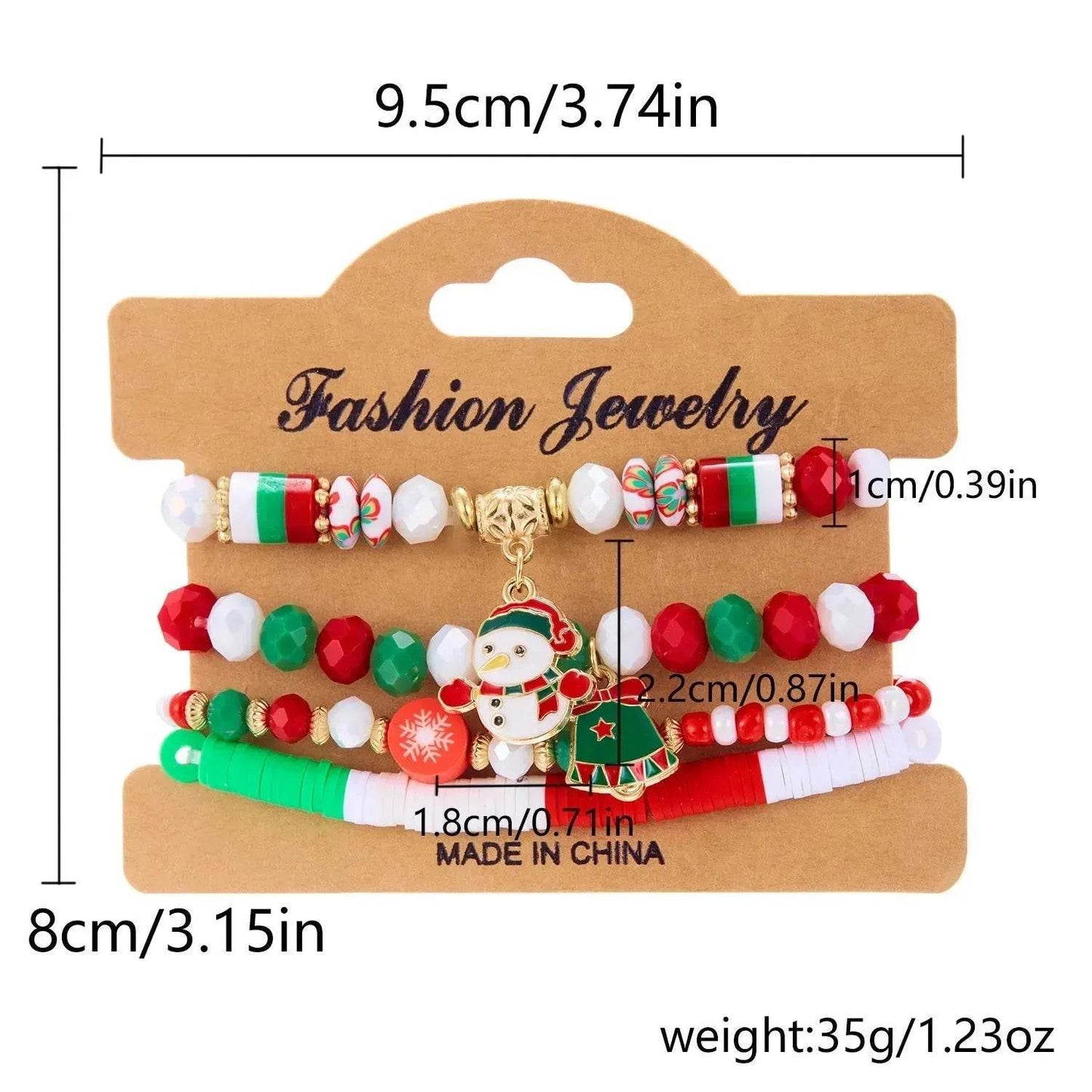 4pcs Christmas Snowman Handmade Beaded Bracelet set gift idea - Velora