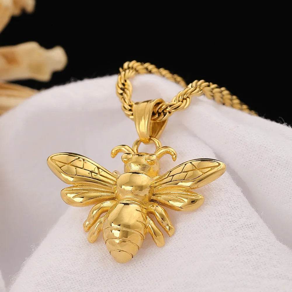 Titanium Steel Bee Necklace Stainless Steel gold - Velora