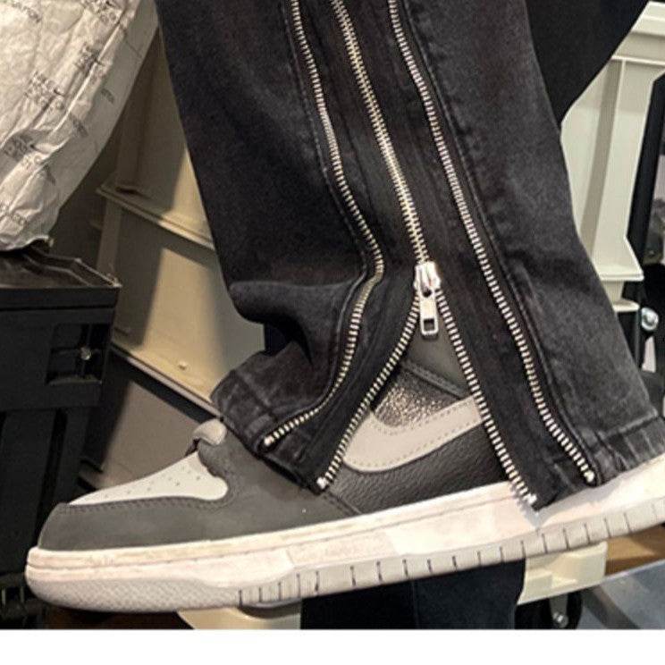 American Zippered Denim Straight Trousers For Men Jeans - Velora