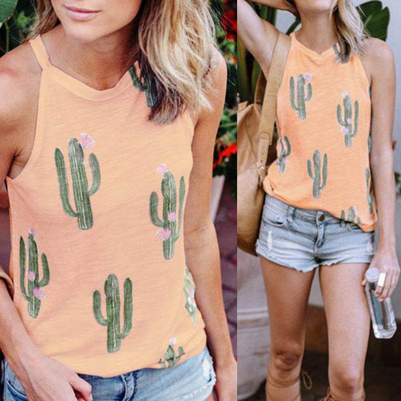 Summer Halter neck blouse top Cactus Print Women - Velora