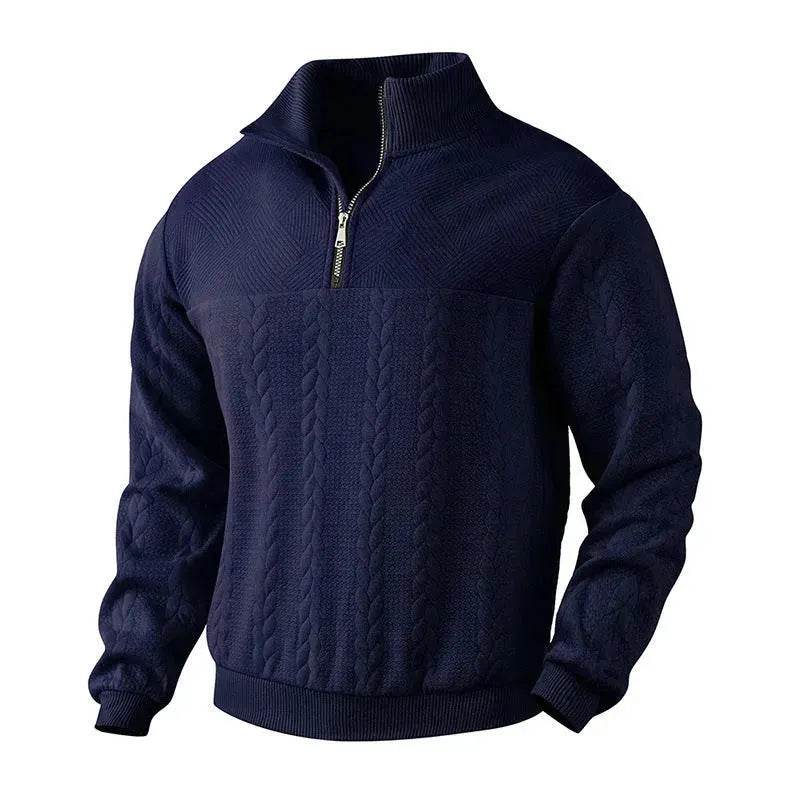 Casual Autumn Winter Half Zip Stand Collar Pullover Sweater top Men - Velora