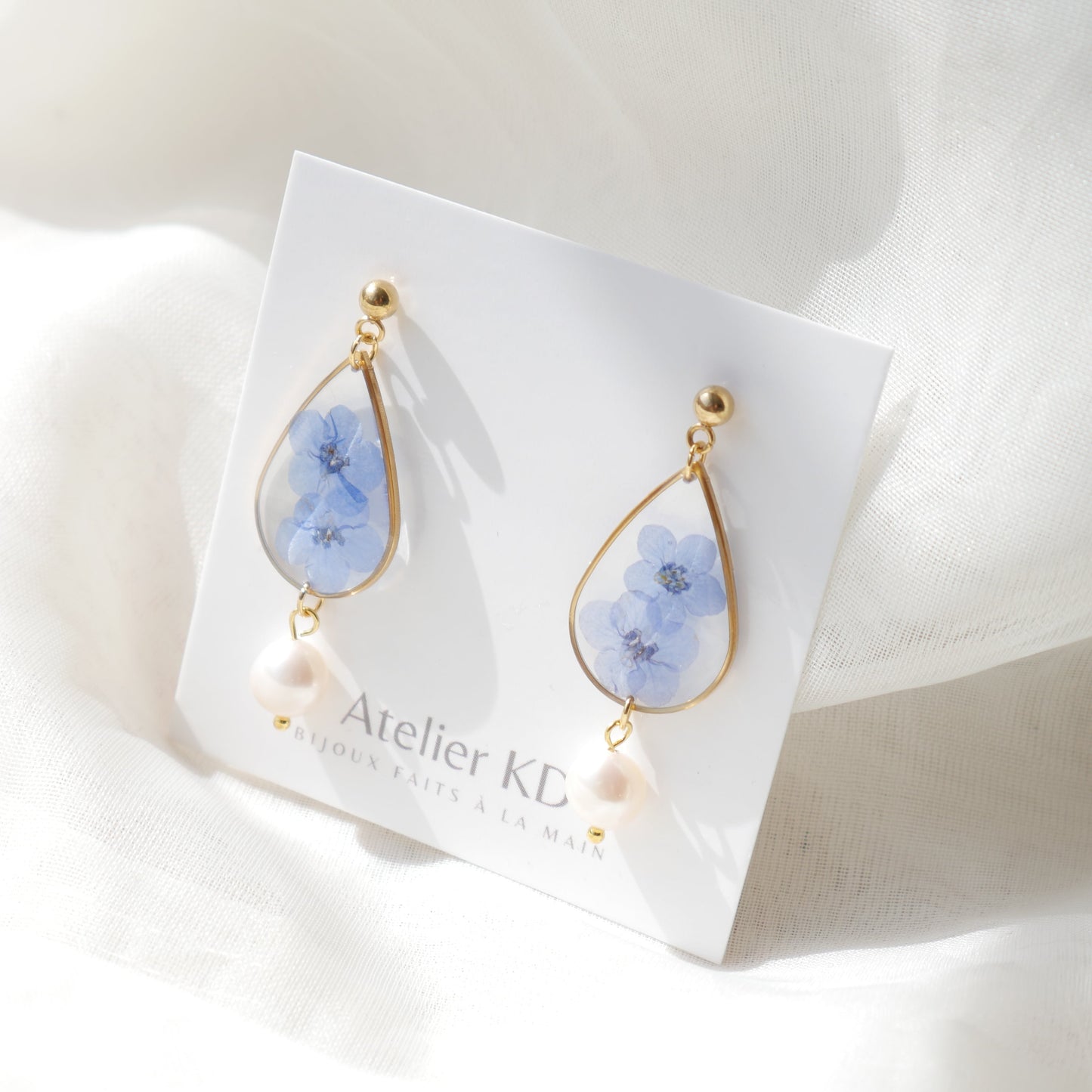 Boucles d'oreilles Perla myosotis - goute - Velora