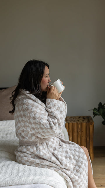 Adult Check Print Hooded Robe