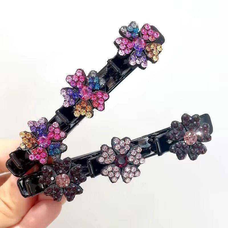 Girls Floral Rhinestone Bling Hair clip Hair Accessories - Velora