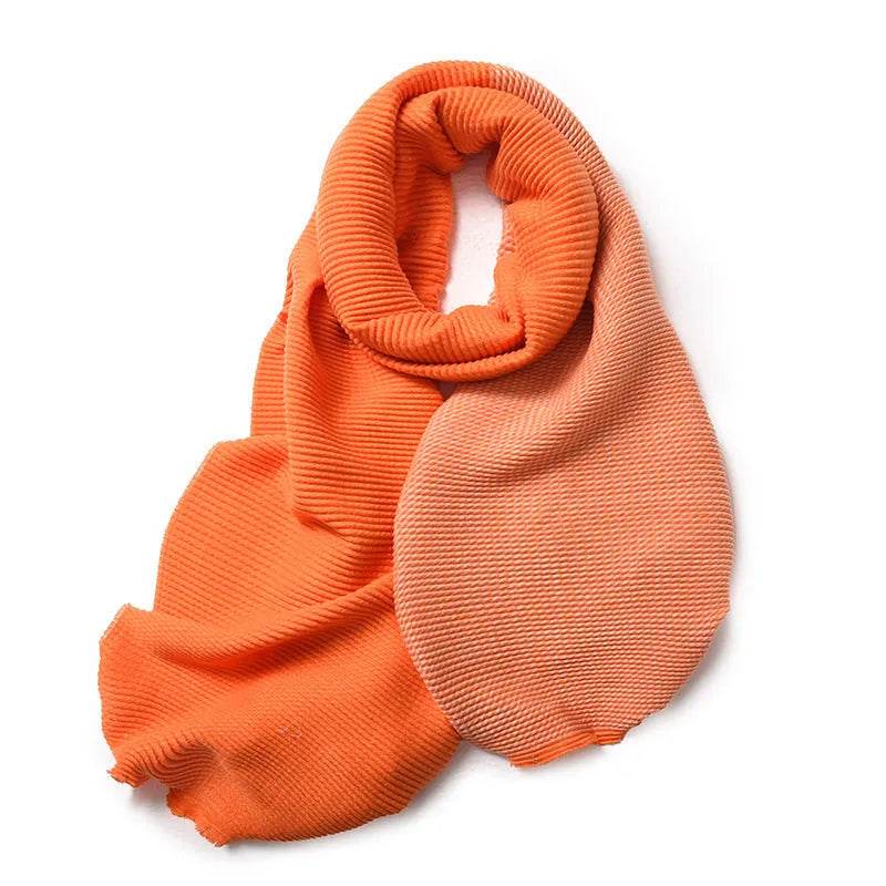Gradient Mixed-color Scarf Winter Double-sided Wrinkled Imitation Cashmere Scarf Popular Versatile And Elegant Shawl For Women - Velora