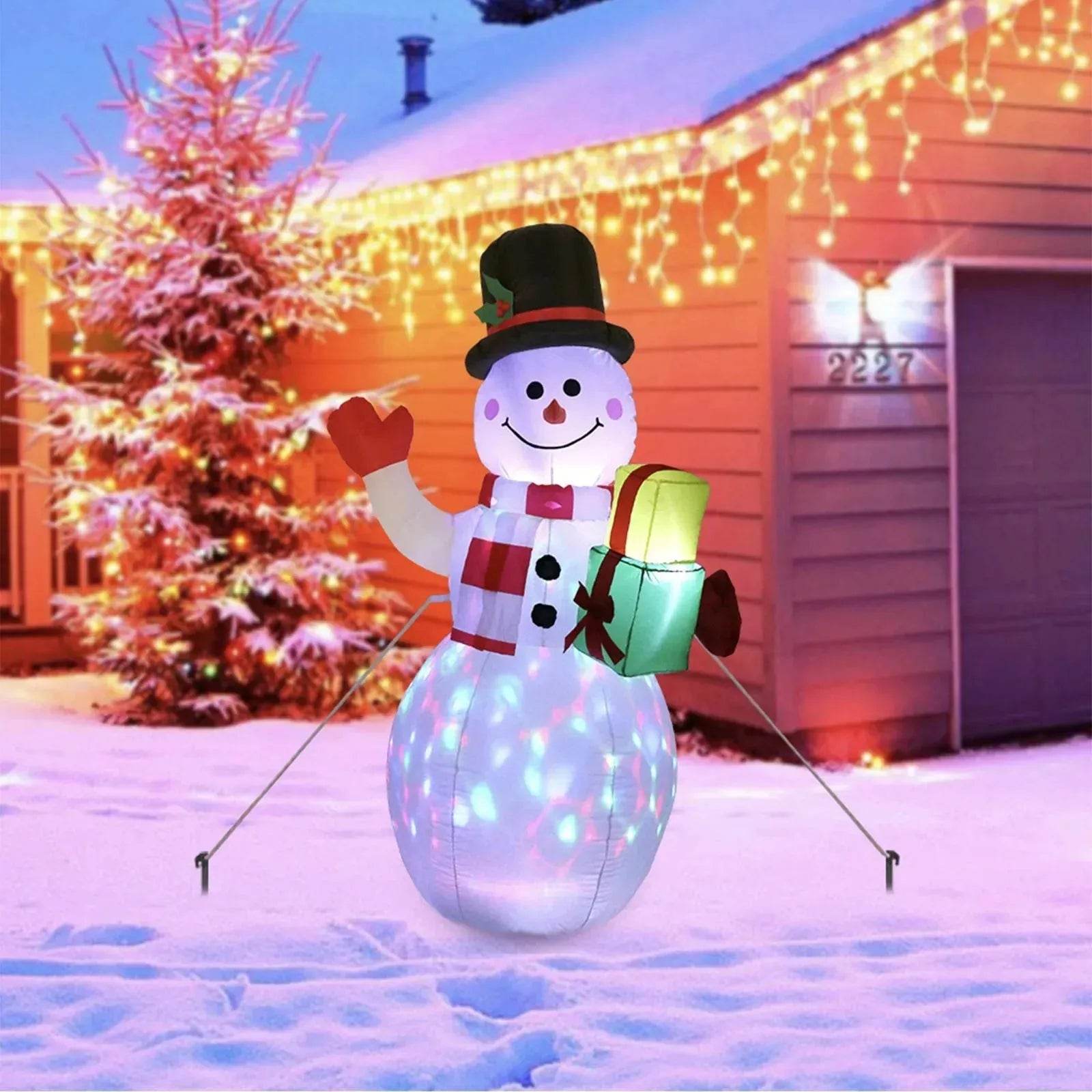 Christmas LED Lights Glowing Santa Tree Snowman Inflatable Doll Outdoor Yard Garden Decor - Velora