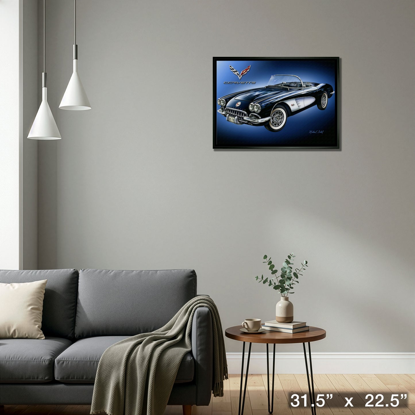 Corvette 20x29 Framed Canvas by Michael Fishel