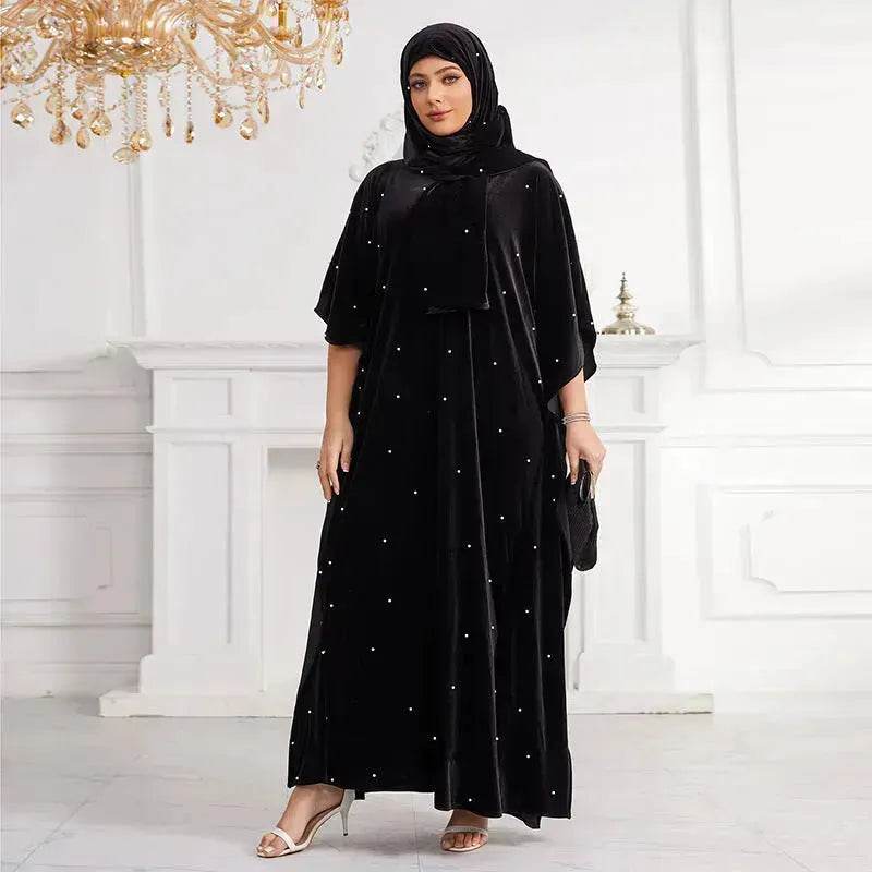 Black Abaya Hijab Jilbab Abaya for ArabMiddle East Arab Dubai Islamic Wear for Women Eid Jalabiya for Women Abaya Khimar set - Velora