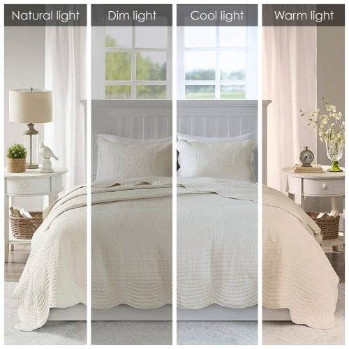 3 Piece Reversible Scalloped Edge Quilt Set Bedding Comforter set - Velora