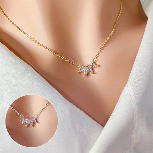Fashion Jewelry Minimalist Shining Flower Petal Necklace For Women Girls Lotus Flower Pendant Necklace Female Party Anniversary Jewelry Gift - Velora