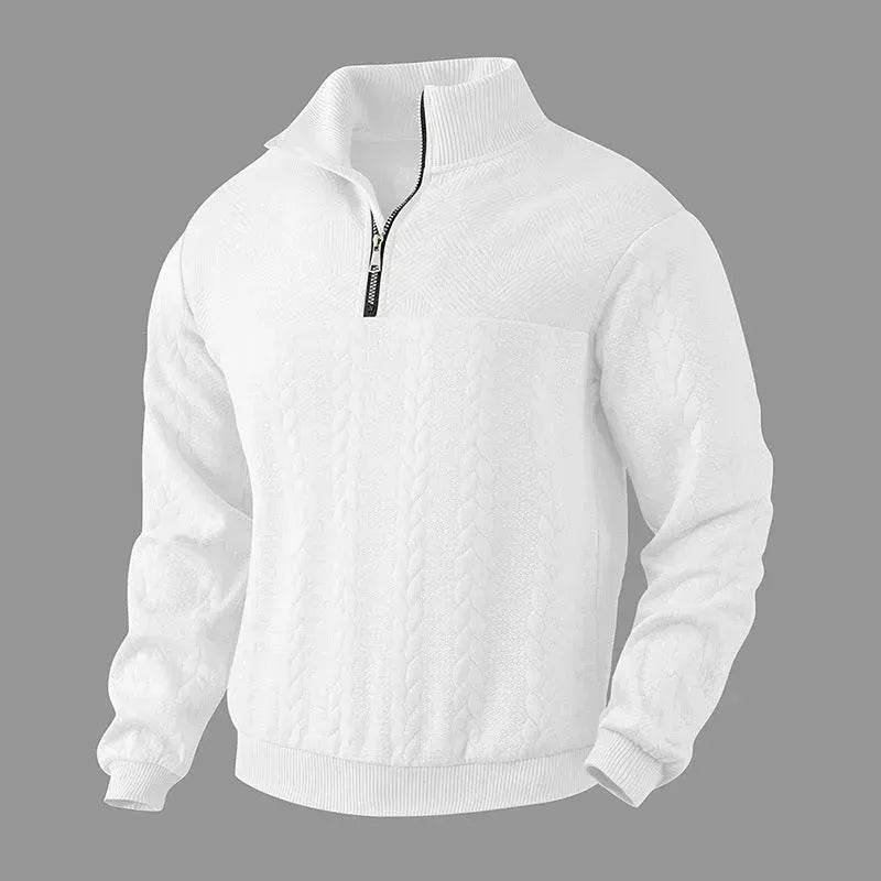 Casual Autumn Winter Half Zip Stand Collar Pullover Sweater top Men - Velora