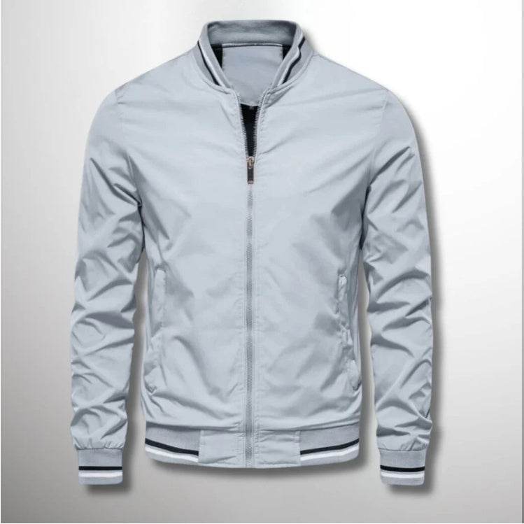 Men's Striped Zip-up Jacket With Pockets Fashion Casual Outerwear Sports Baseball Clothing Spring And Fall - Velora