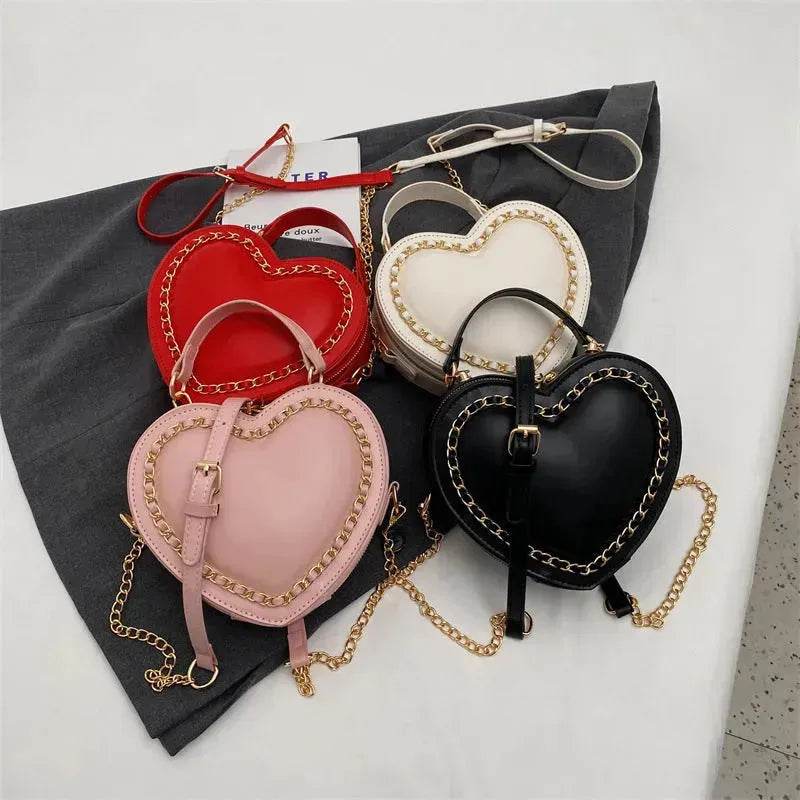 Women's Fashion Casual Heart Shaped Chain Shoulder Messenger Crossbody Bag - Velora