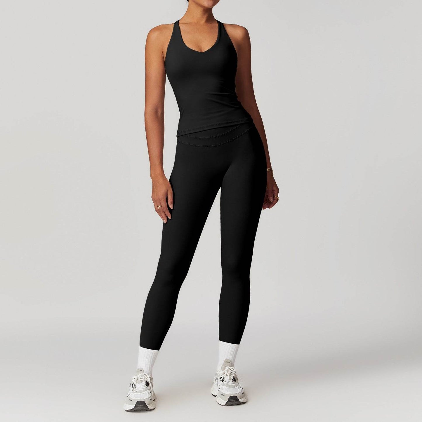 2pcs Nude feel short sleeve Workout Clothes for women Yoga Gym Clothes set - Velora