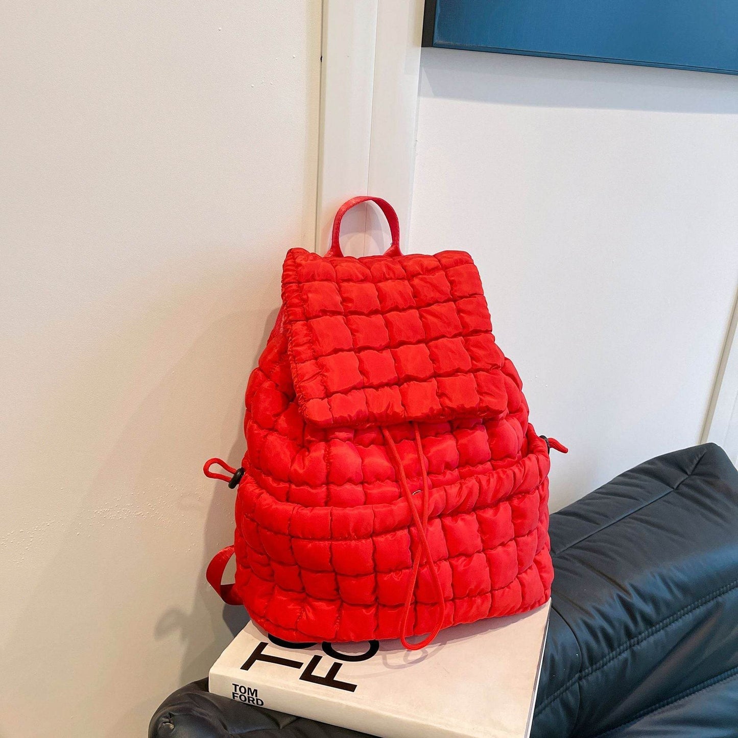 Candy Color Quilted Women Backpack Puffy Down Padded School Bag Large Cotton Travel Back Pack Bags For Women Plaids Shoulder Bag - Velora