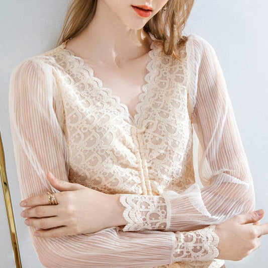 Summer Women Temperament Work Office lace blouse top - Velora