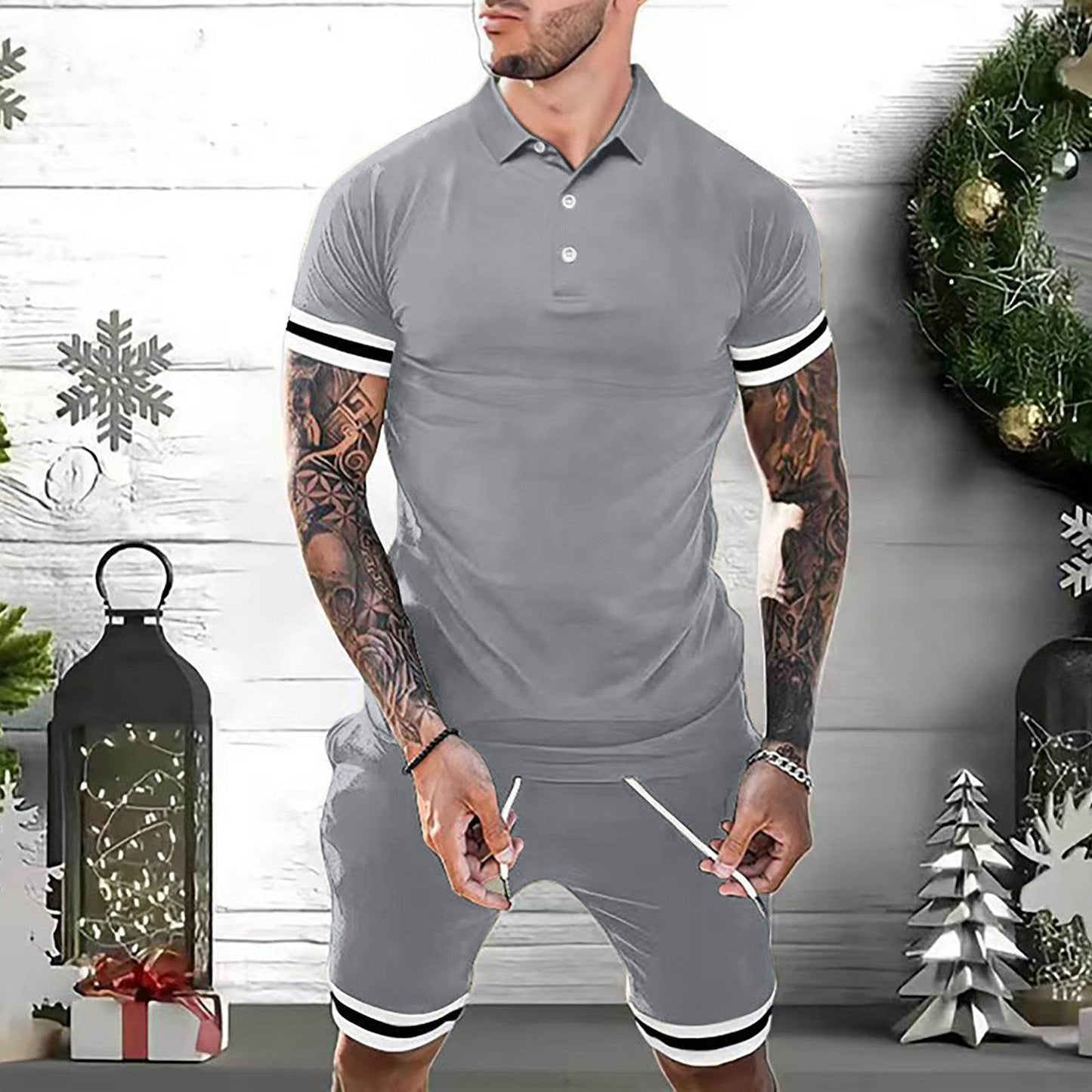 Mens Short Sets 2 Piece Outfits Polo Shirt Fashion Summer Tracksuits Casual Set Short Sleeve And Shorts Set For Men - Velora