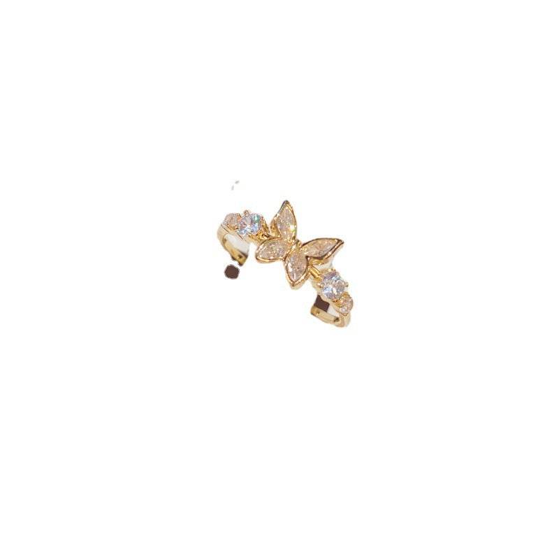 Fashion Jewelry New Style Gold Plated Beautiful Sweet Diamond Inlaid Butterfly Ring Women'S Luxury Temperament Elegant Ring Party Jewelry - Velora