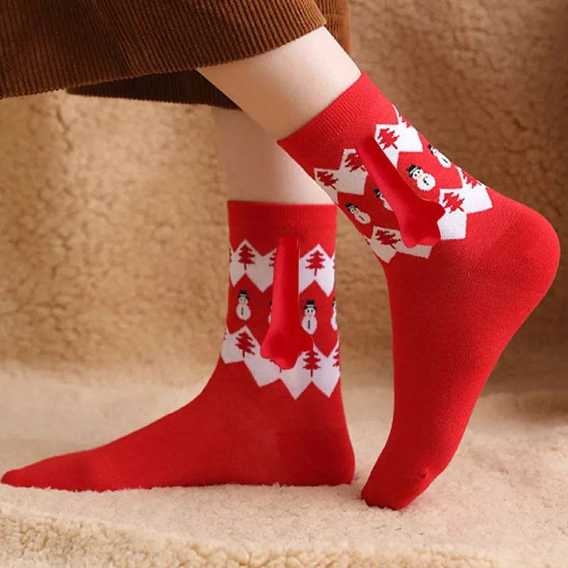 Christmas Stockings Autumn Winter Cotton Magnet Lodestone Hand Tube Socks - Velora