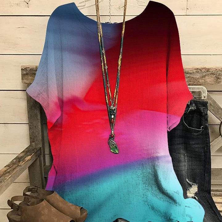 Summer Loose blouse Round Neck Short Sleeve Cotton And Linen Top For Women - Velora