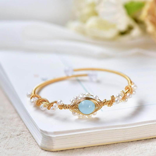 Pearl Bracelets For Women Gold Plating Pearl Bracelet Gold Wire Braided Vintage Style Bracelets Cuff Bracelets Fashion Bracelet - Velora