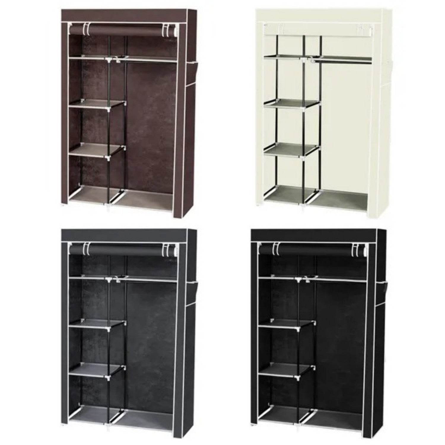 64 Portable Closet Storage Organizer Wardrobe Clothes Rack With Shelves Gray - Velora
