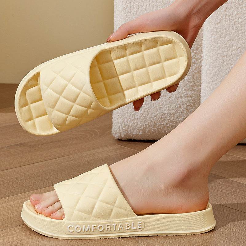 Men's Home Slippers With Plaid Design Soft-soled Silent Indoor Floor Bathing Slippers Women House Shoes Summer - Velora