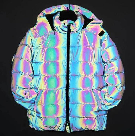 Rainbow reflection winter Puffer coat Unisex - Velora