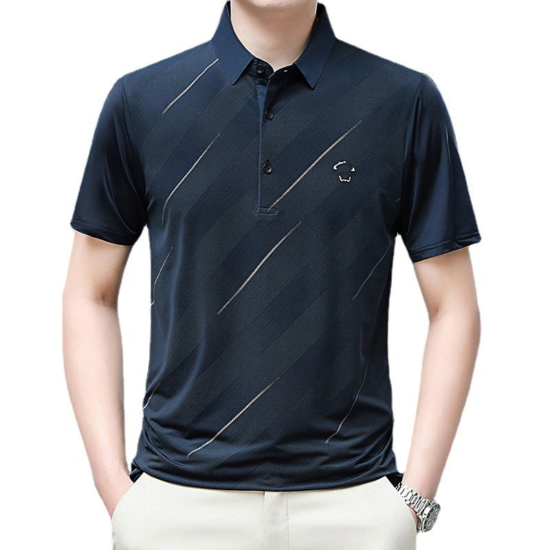 Lapel Ice Silk Polo Shirt Men's Business Plus Size