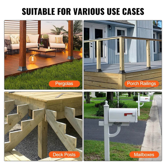 4x4 Post Base 20Pcs, Internal 3.6x3.6 Heavy Duty Powder-Coated Steel Post Bracket Fit For Standard Wood Post Anchor, Decking Post Base For Deck Porch Handrail Railing Support - Velora