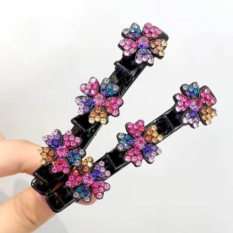 Girls Floral Rhinestone Bling Hair clip Hair Accessories - Velora