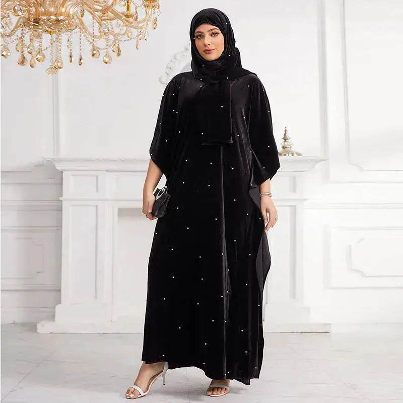 Black Abaya Hijab Jilbab Abaya for ArabMiddle East Arab Dubai Islamic Wear for Women Eid Jalabiya for Women Abaya Khimar set - Velora