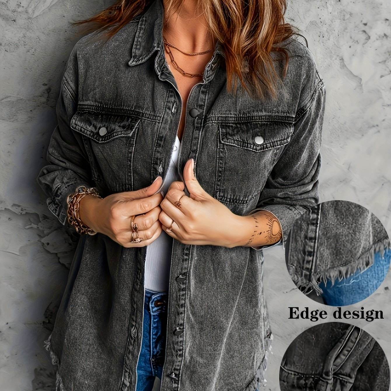 Denim Jacket – Retro Washed Casual Style for Women