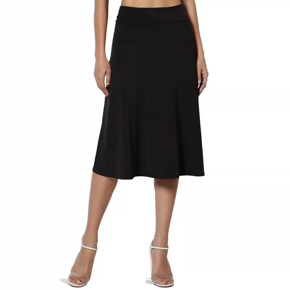 Women's casual High Waist flared Midi Skirt - Velora