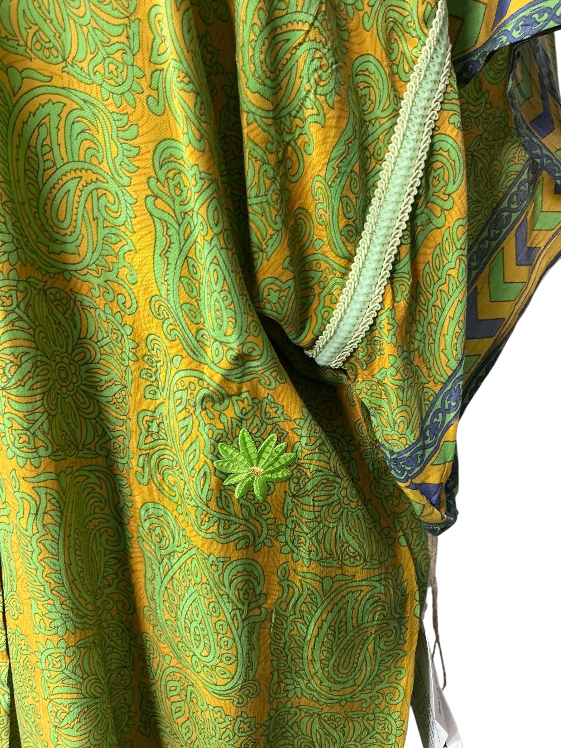 PRC6770 Avatar Long Pure Silk Kimono Sleeved Duster with Belt - Velora