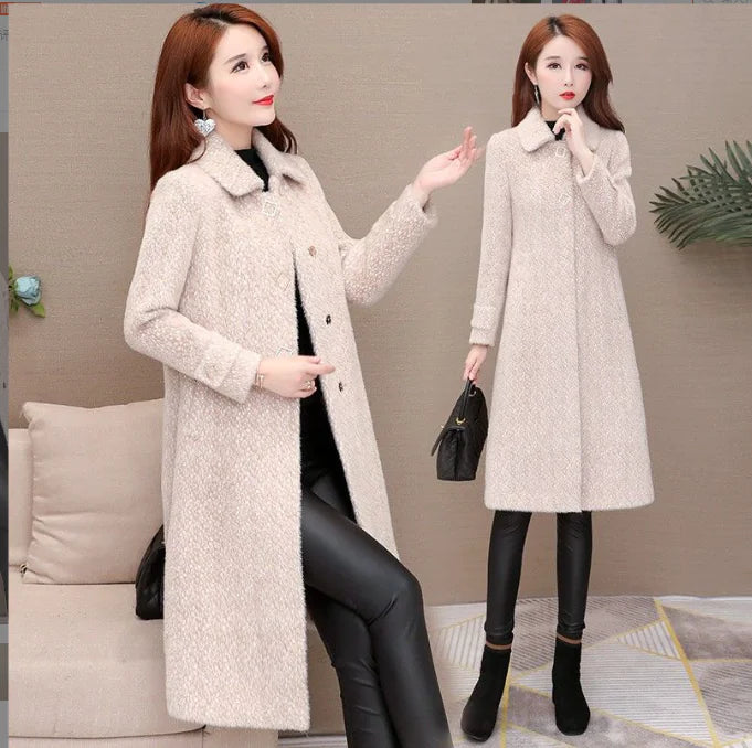 Women's Chic Mid-Length Faux Mink Coat