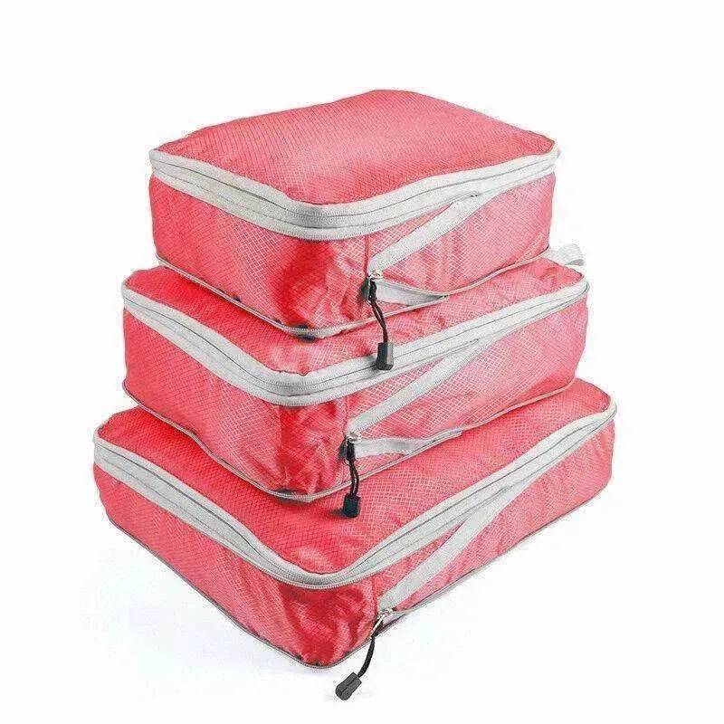 3Pcs Comp. Packing Cubes Expandable Travel Bags Organizer - Random Color - Velora