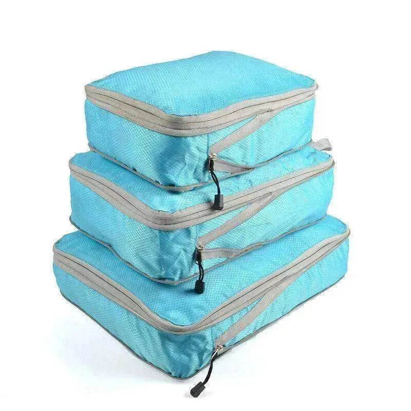 3Pcs Comp. Packing Cubes Expandable Travel Bags Organizer - Random Color - Velora