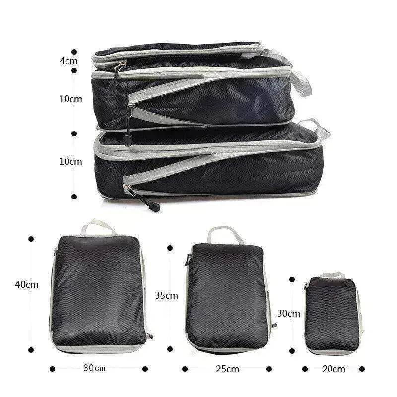 3Pcs Comp. Packing Cubes Expandable Travel Bags Organizer - Random Color - Velora