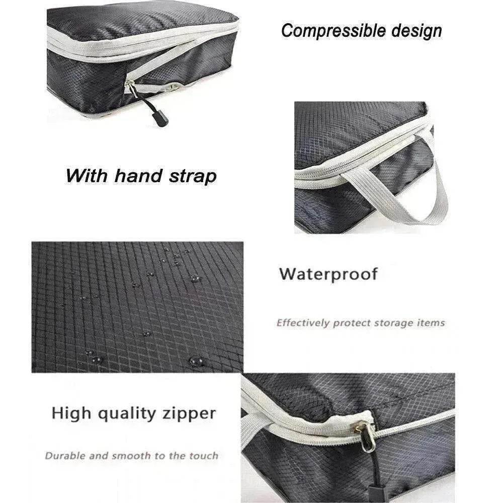 3Pcs Comp. Packing Cubes Expandable Travel Bags Organizer - Random Color - Velora