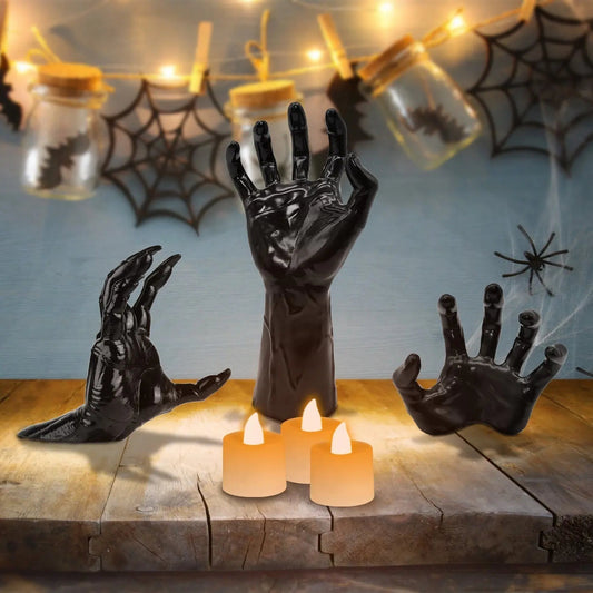 3Pcs Creepy Reaching Hands With Lighted Candles Wall Mounted Halloween Decoration Witch Devil Hand Aesthetic Goth Gothic Life Sized Horror Hands Hanging Sculpture EX-STOCK Canada