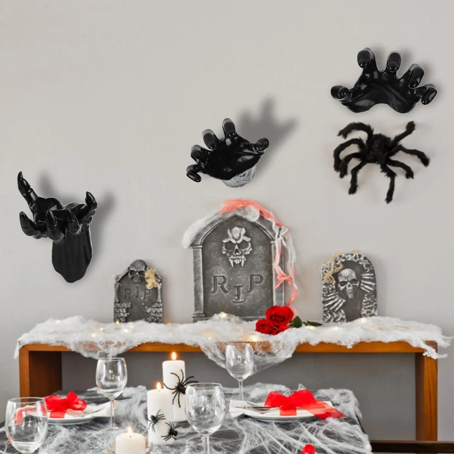 3Pcs Creepy Reaching Hands With Lighted Candles Wall Mounted Halloween Decoration Witch Devil Hand Aesthetic Goth Gothic Life Sized Horror Hands Hanging Sculpture EX-STOCK Canada