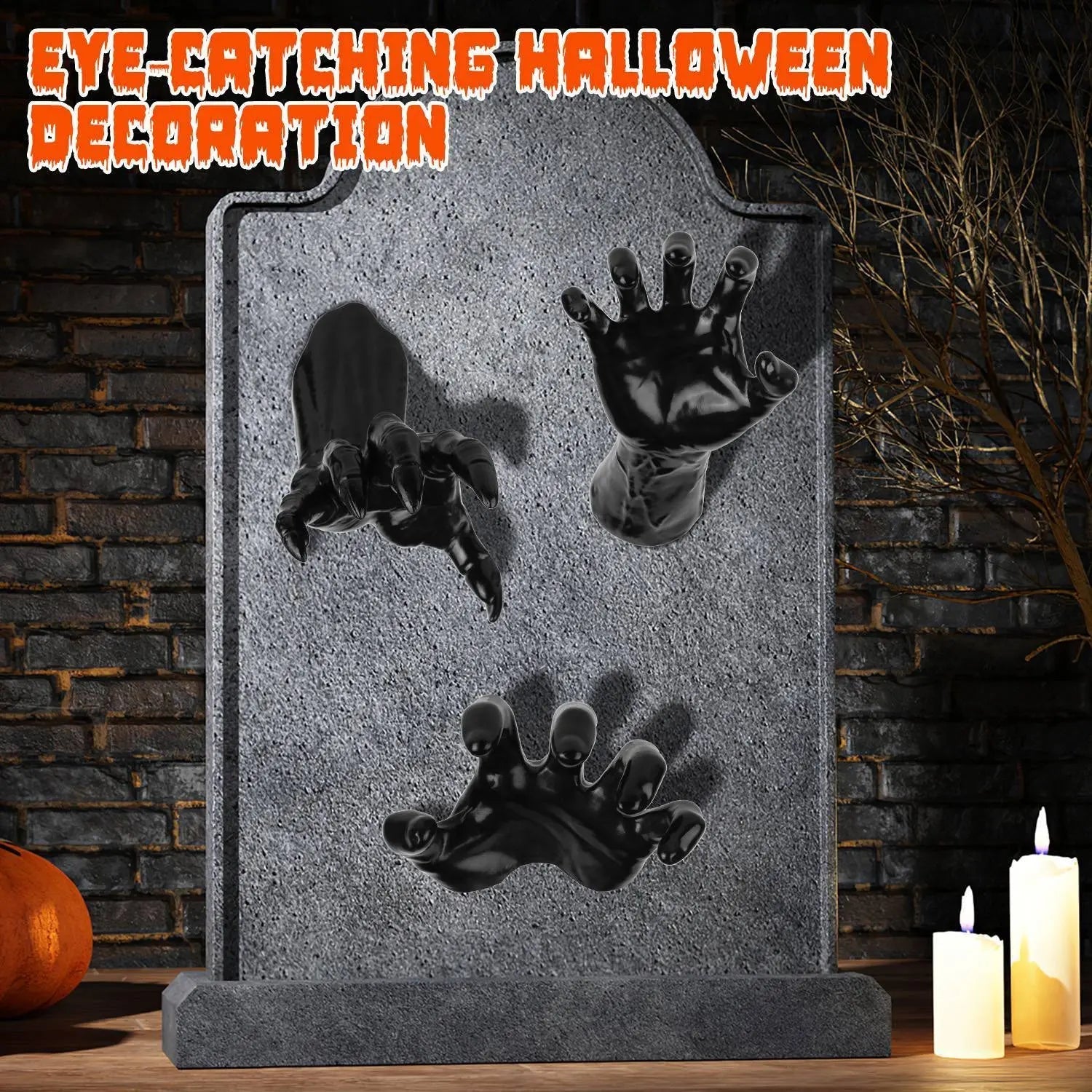 3Pcs Creepy Reaching Hands With Lighted Candles Wall Mounted Halloween Decoration Witch Devil Hand Aesthetic Goth Gothic Life Sized Horror Hands Hanging Sculpture EX-STOCK Canada